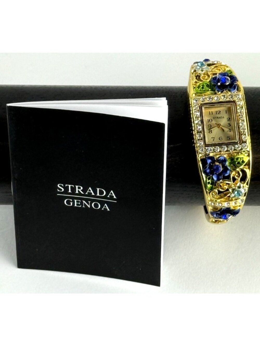 Strada Flower Crystal Gold Toned Watch Bracelet